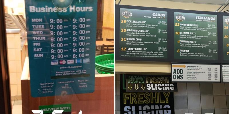 Subway Menu