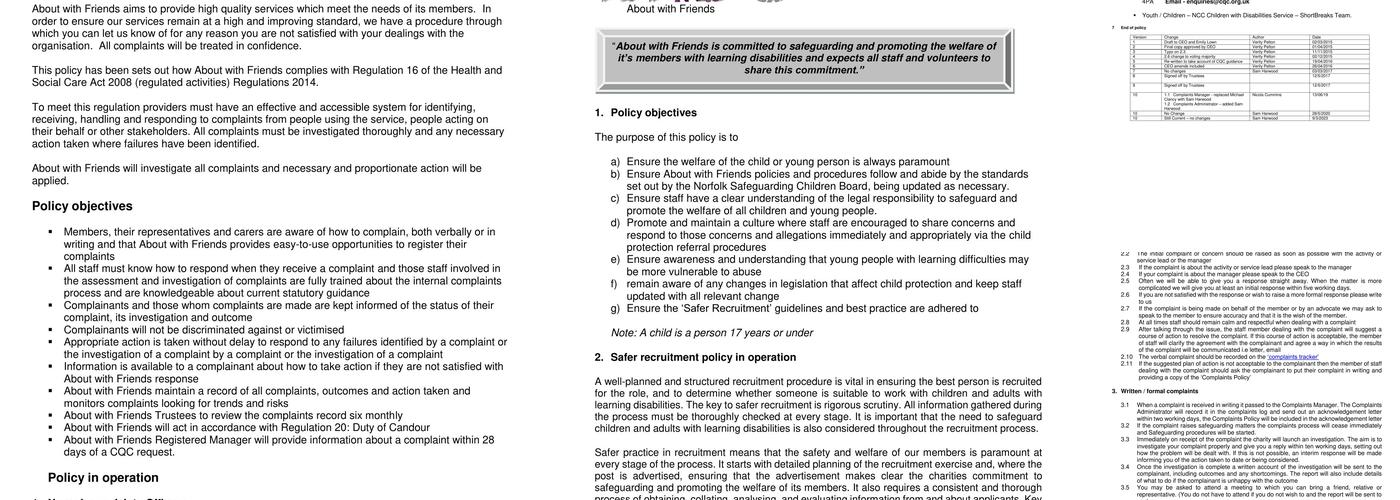 About With Friends Community Cafe Menu