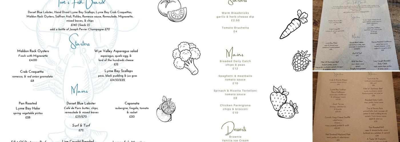 Tom's Lyme Regis Menu