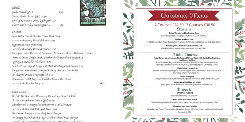 The Crown Inn - Gissing Menu