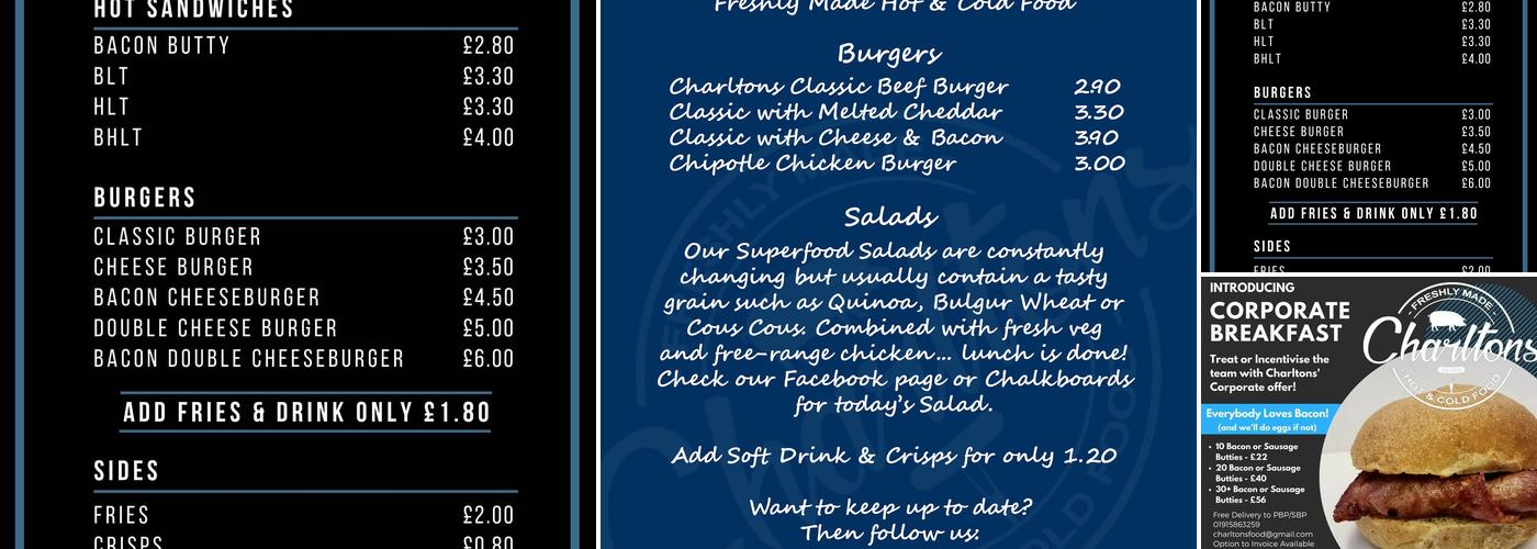 Charltons Horsebox Menu