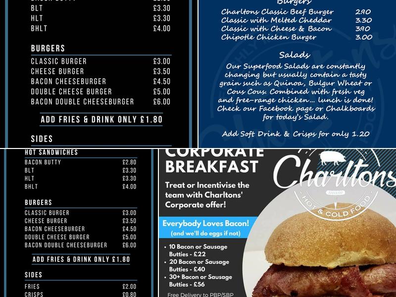 Charltons Horsebox Menu
