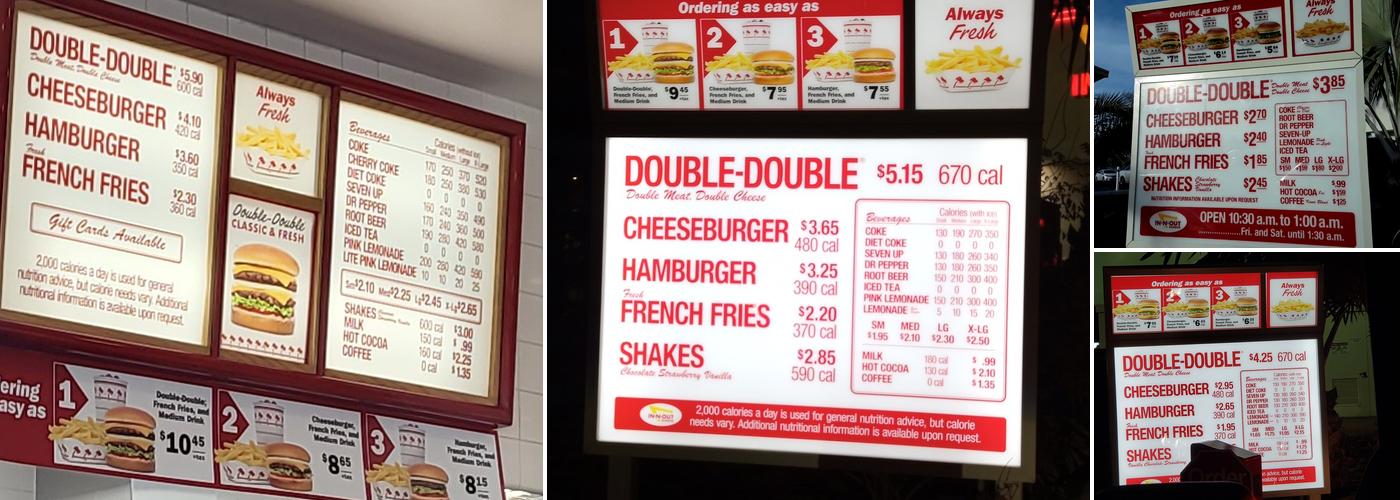 In-N-Out Burger Menu