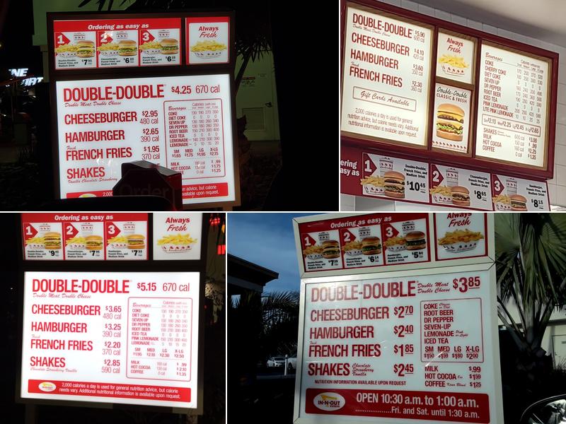 In-N-Out Burger Menu