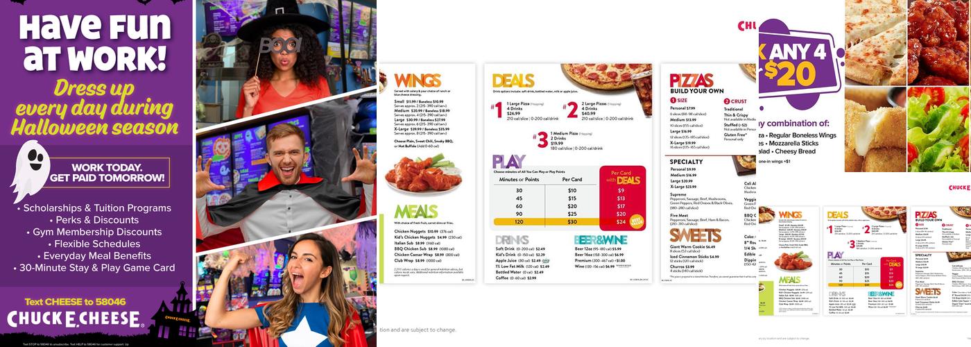 Chuck E. Cheese Menu