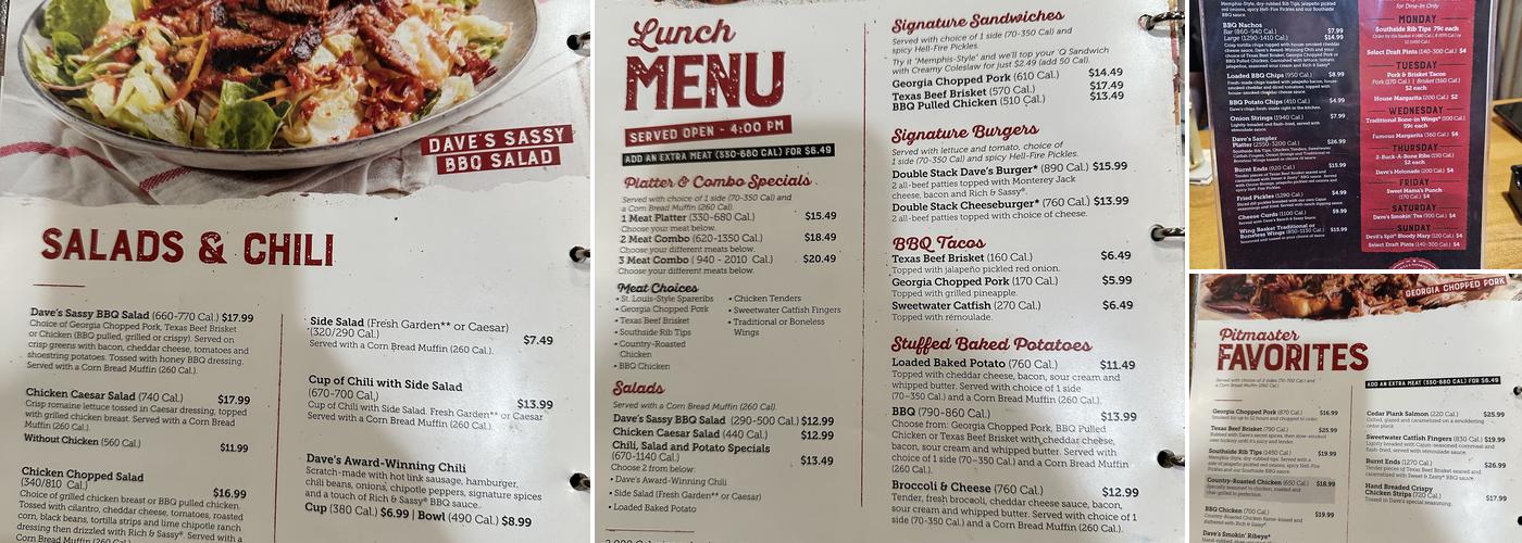 Famous Dave's Bar-B-Que Menu