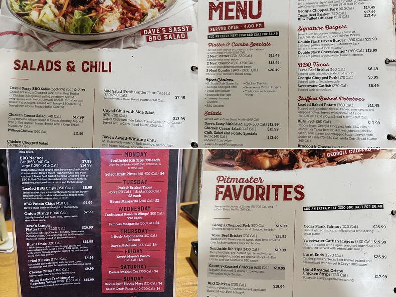 Famous Dave's Bar-B-Que Menu