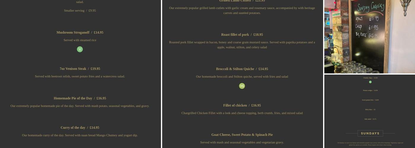 The Landford Poacher Menu