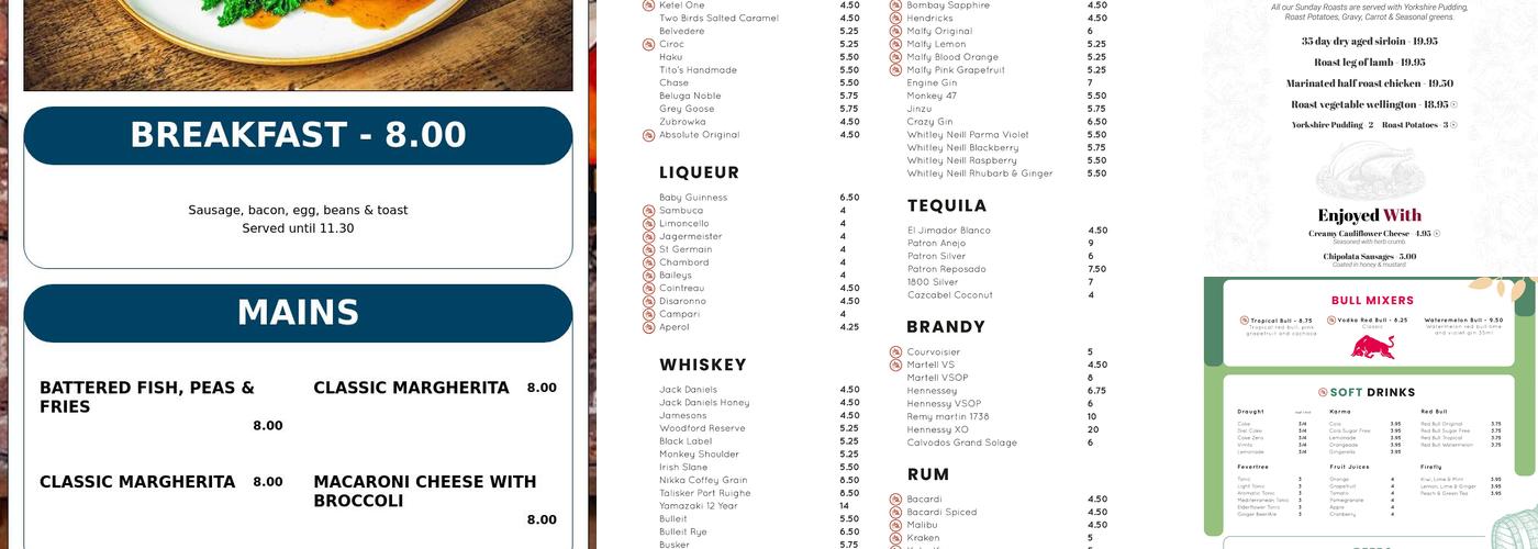 The Rolling Mill Menu