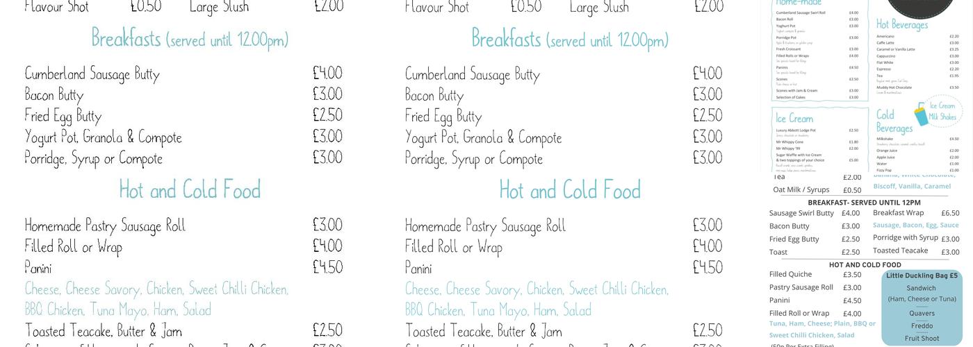 The Muddy Duck Cafe and Tearoom Menu