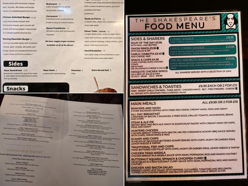 The Shakespeare Menu