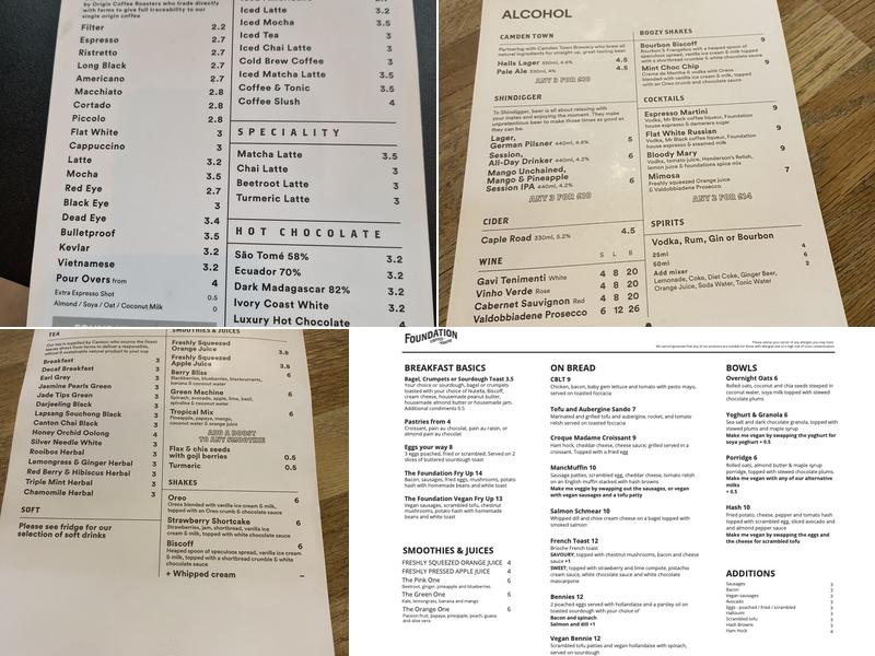 Foundation Coffee House Menu