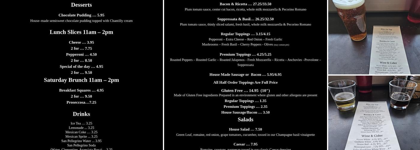 Rosalee's Pizzeria Menu