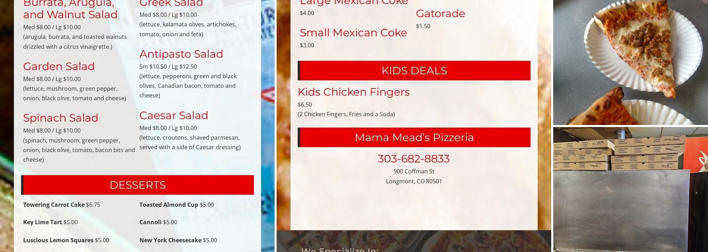 Mama Mead's Pizzeria Menu
