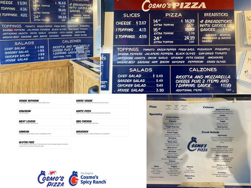Cosmo's Pizza Menu