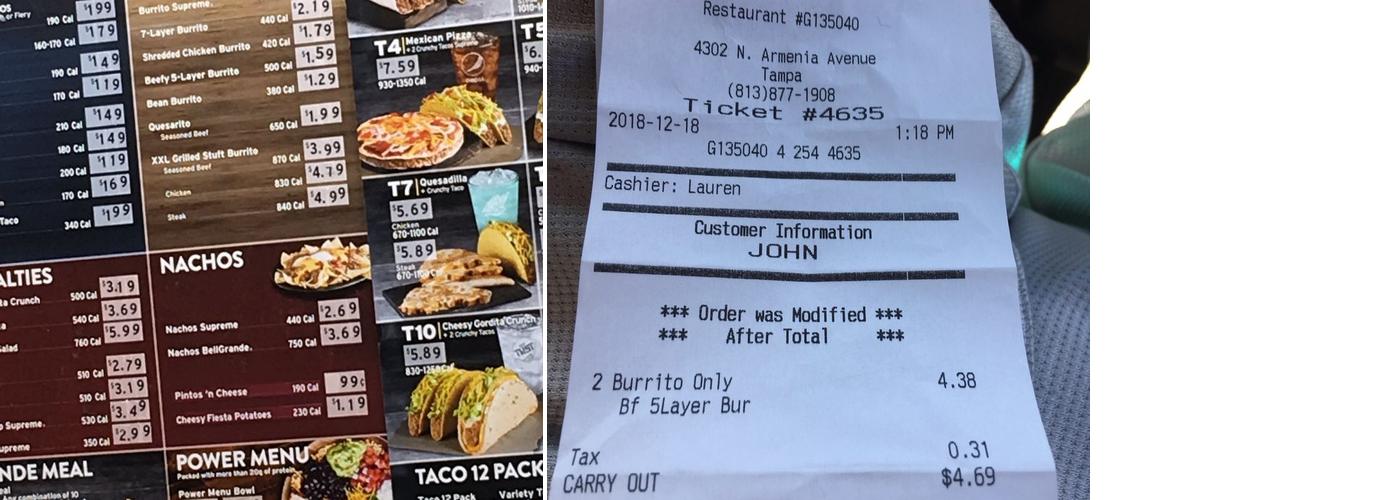 Taco Bell / KFC Menu