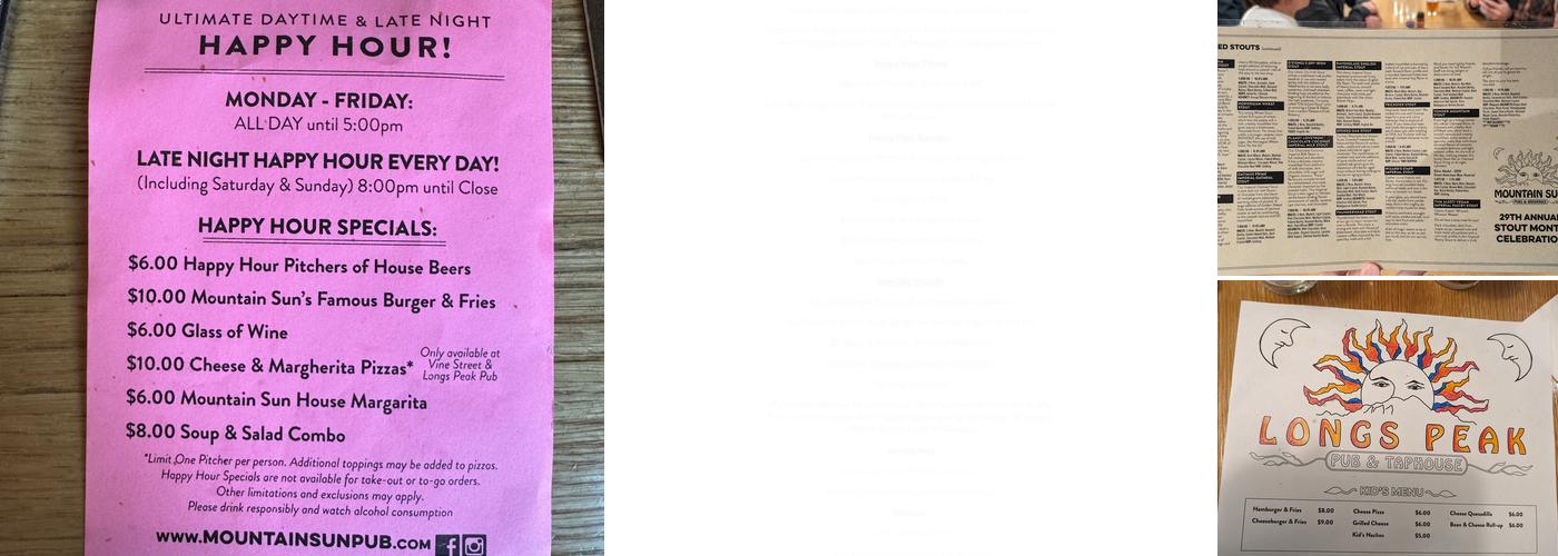 Longs Peak Pub & Taphouse Menu