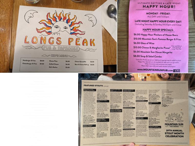 Longs Peak Pub & Taphouse Menu