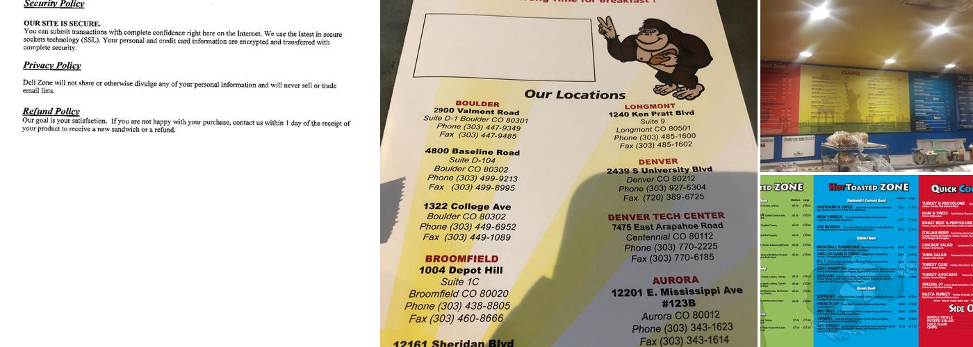 Deli Zone Longmont Menu