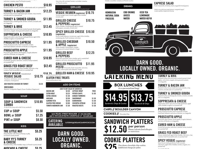 Organic Sandwich Co. Menu