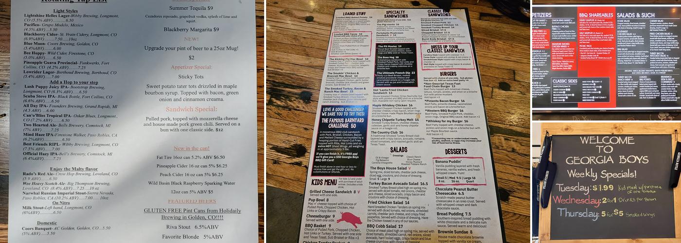 Georgia Boys BBQ - Longmont Menu