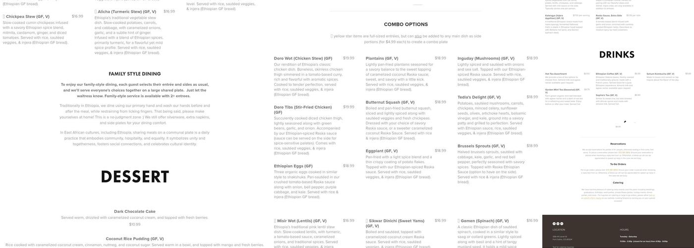 Raska International Cuisine & Sauce Menu