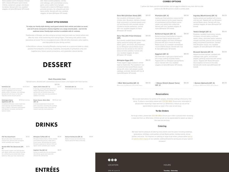 Raska International Cuisine & Sauce Menu