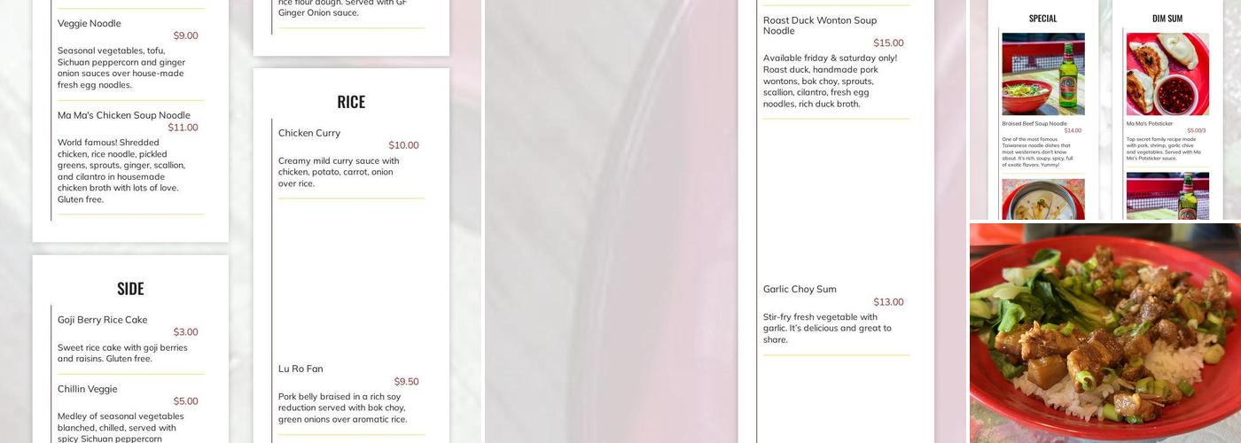 Zoe Ma Ma Menu