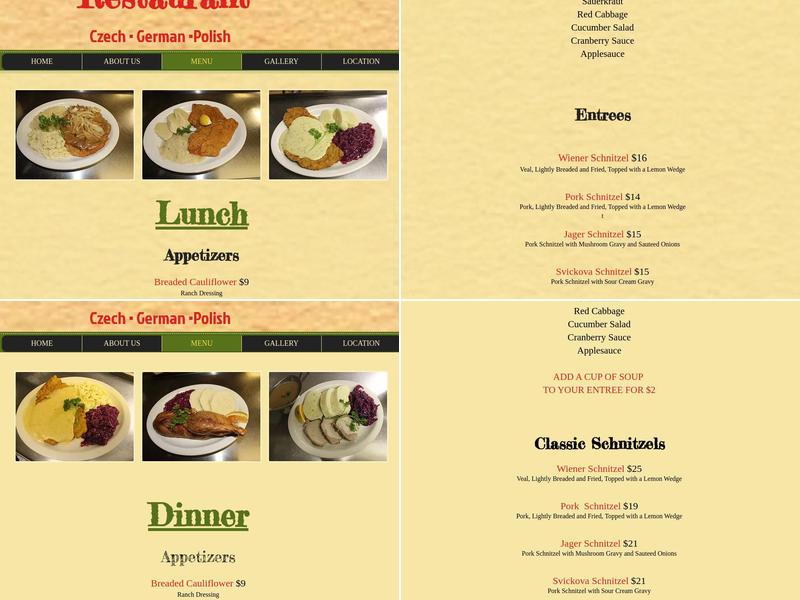 Golden Europe Restaurant Menu