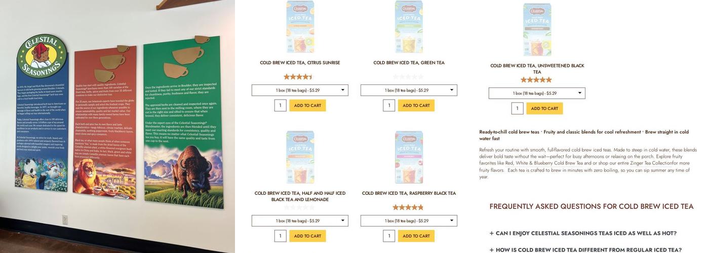 Celestial Seasonings Menu