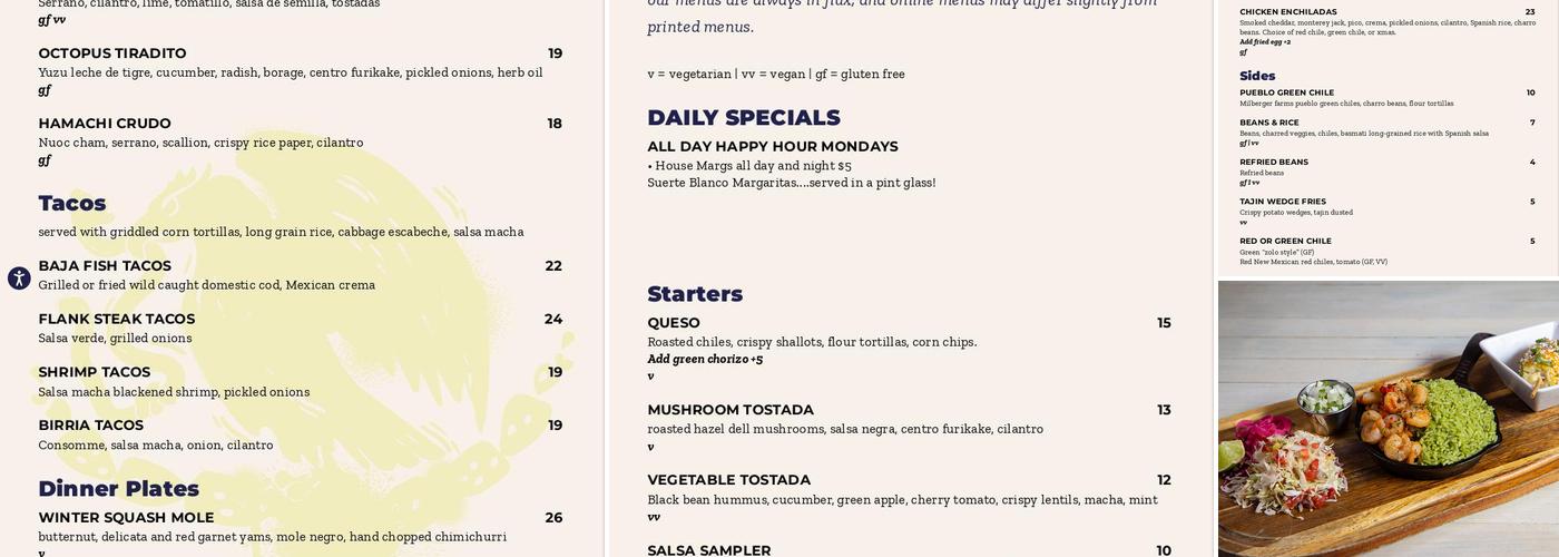 Centro Mexican Kitchen Menu