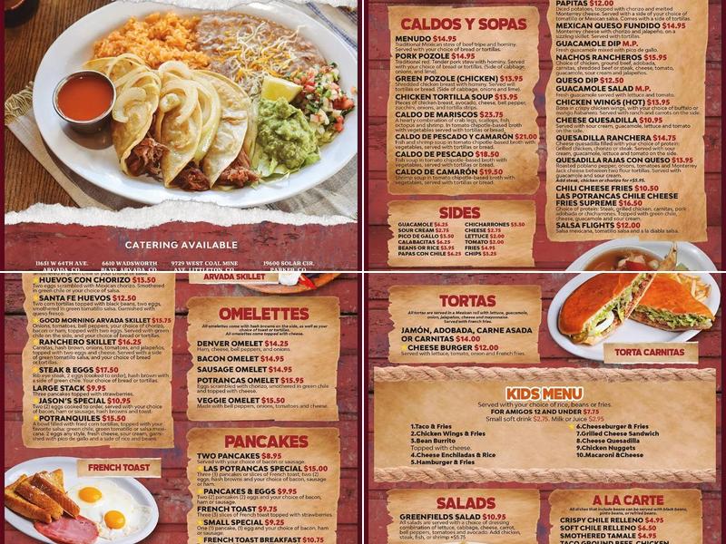 Las Potrancas Mexican Restaurant Arvada Menu