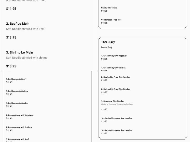 Fan's Chinese Cuisine Menu