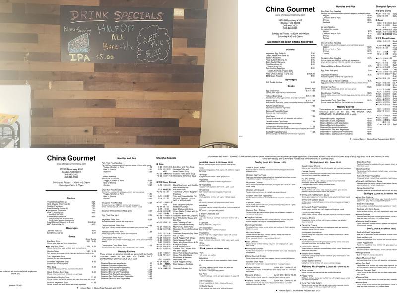 China Gourmet (Boulder) Menu