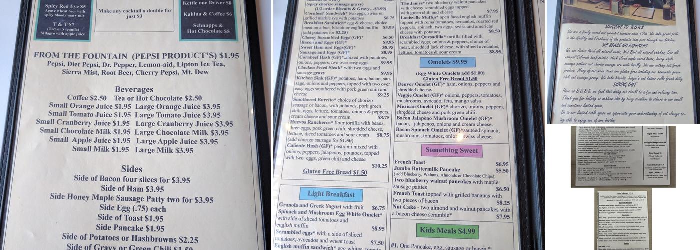 Bob's Diner Menu