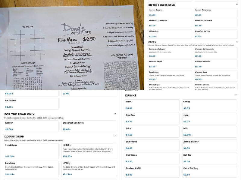 Doug's Diner Menu
