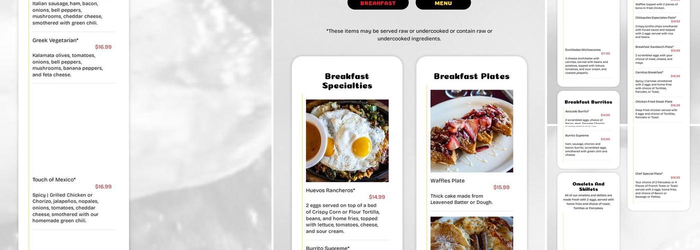 Javier's Diner Menu