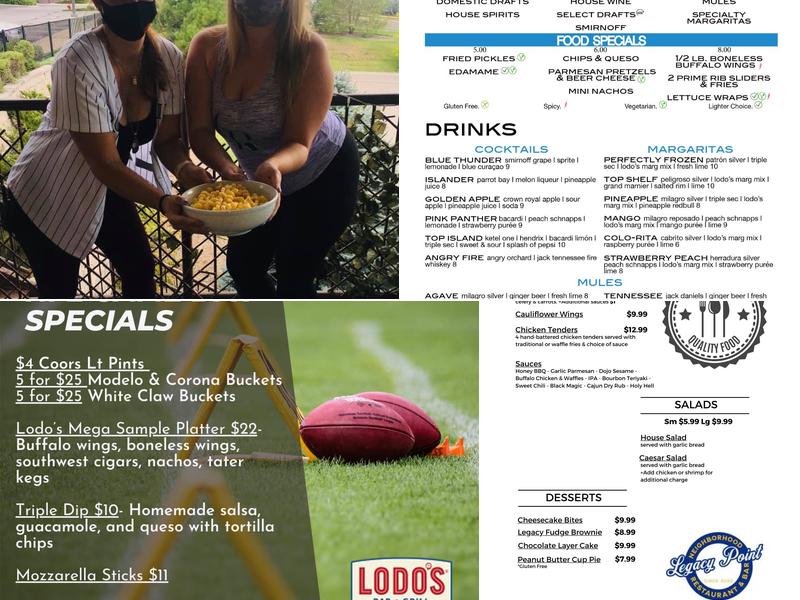 Lodo's Bar & Grill now Legacy Point Restaurant Menu
