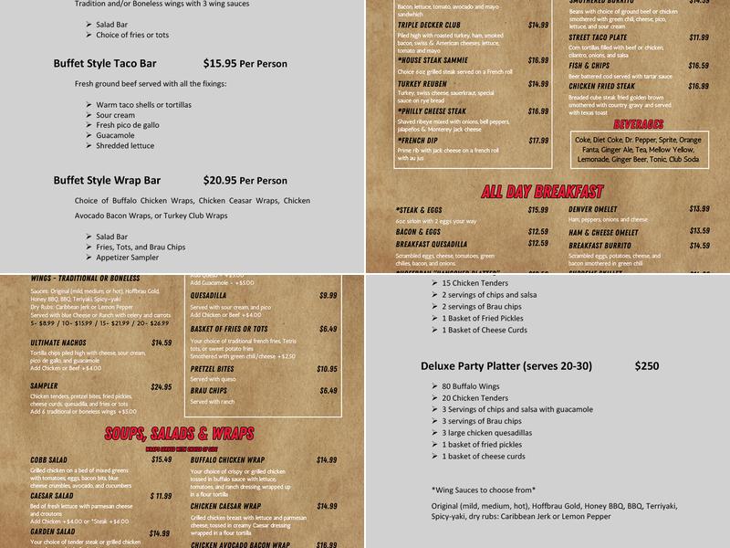 Hoffbrau Menu