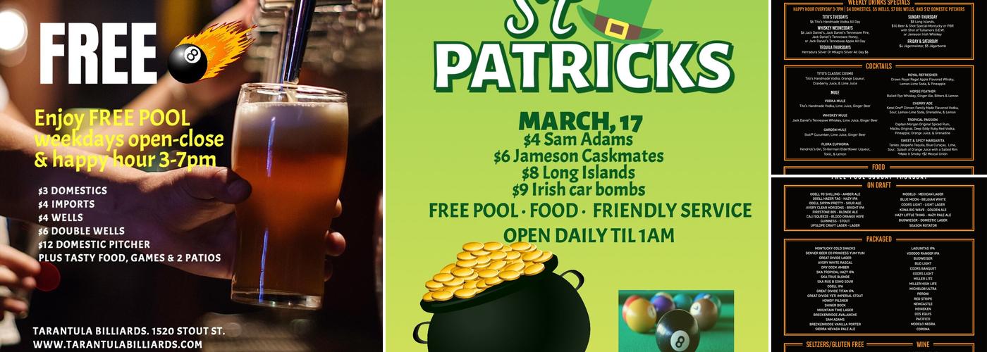 Tarantula Billiard & Bar Menu