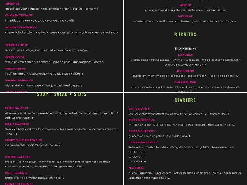 Jefe's Longmont Menu