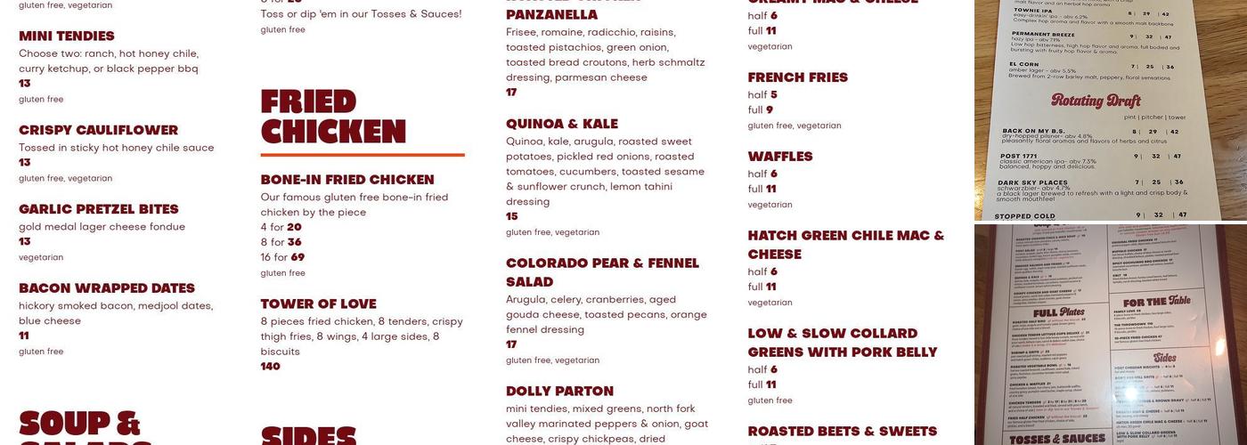 The Post Chicken & Beer Menu