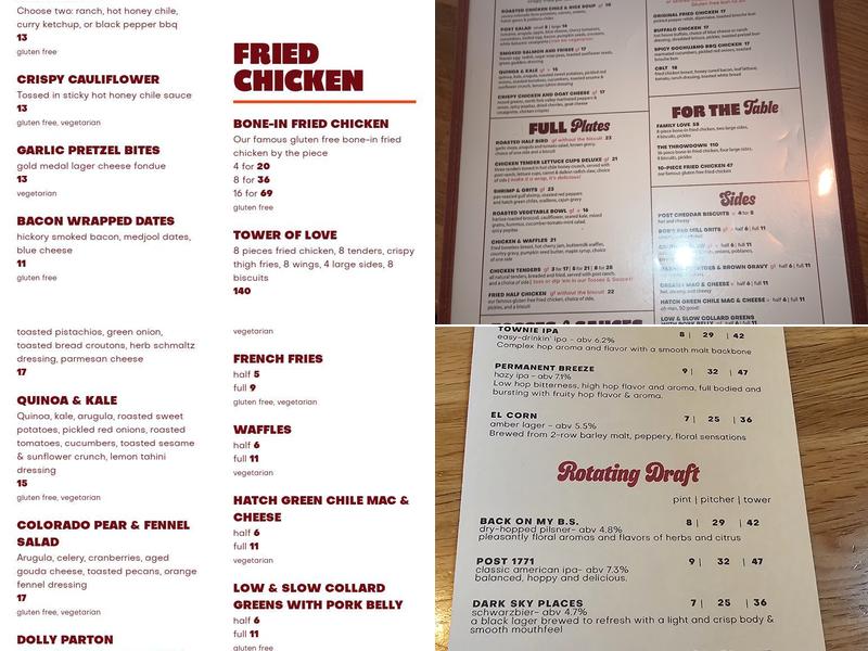 The Post Chicken & Beer Menu