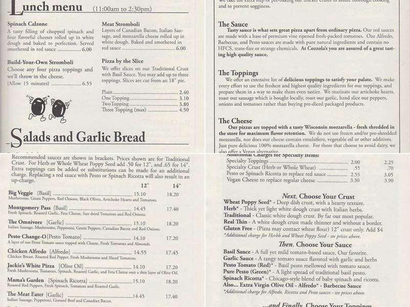 Cozzola's Pizza Menu