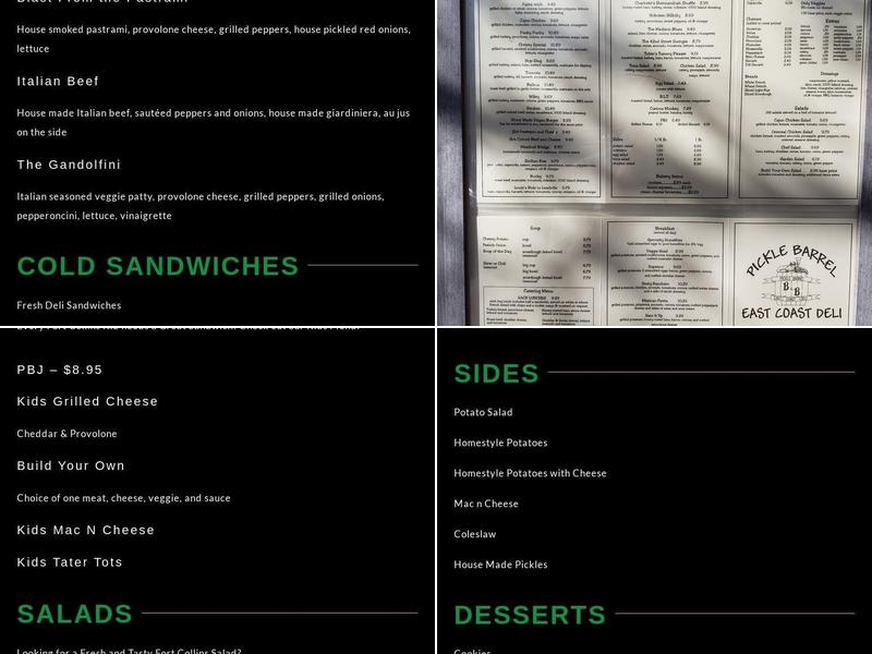 Pickle Barrel Menu