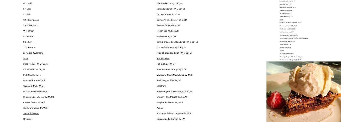 Henry's Pub Menu