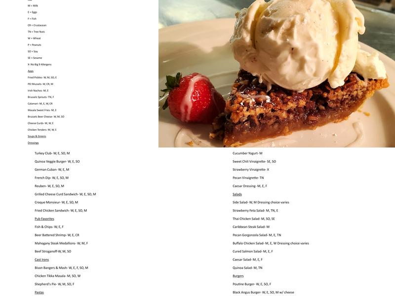 Henry's Pub Menu