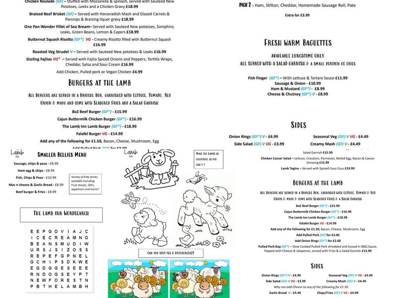 The Lamb Inn-Nomansland Menu