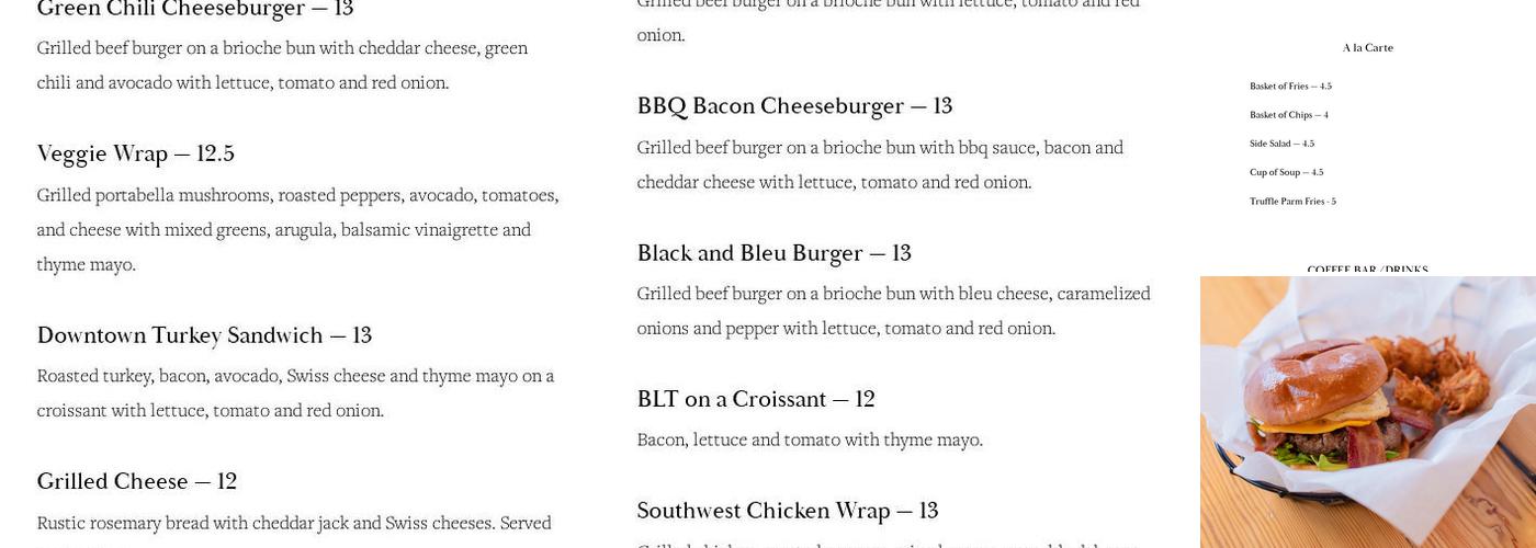 Trailhead Cafe Menu