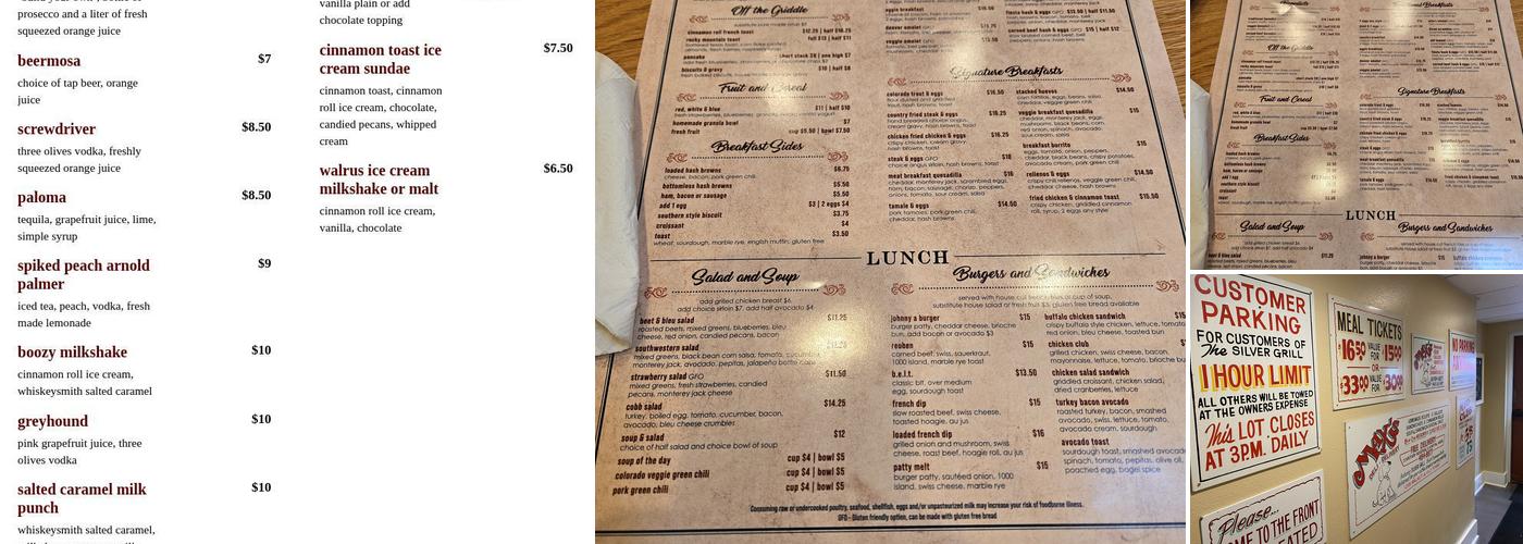 Silver Grill Cafe Menu